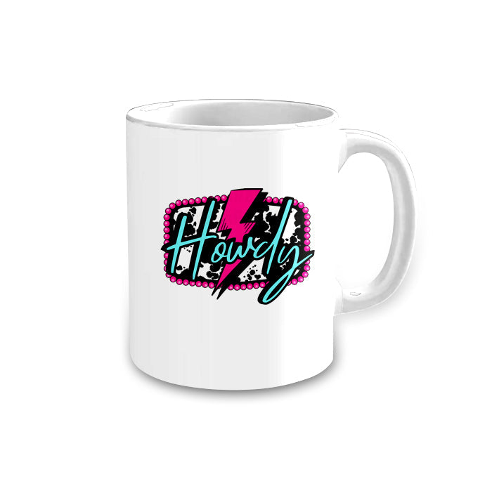 Howdy cow thunder print coffee mug