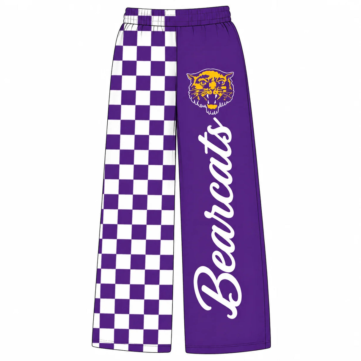 MOQ 5 pcs purple plaid tiger kids girls team pants
