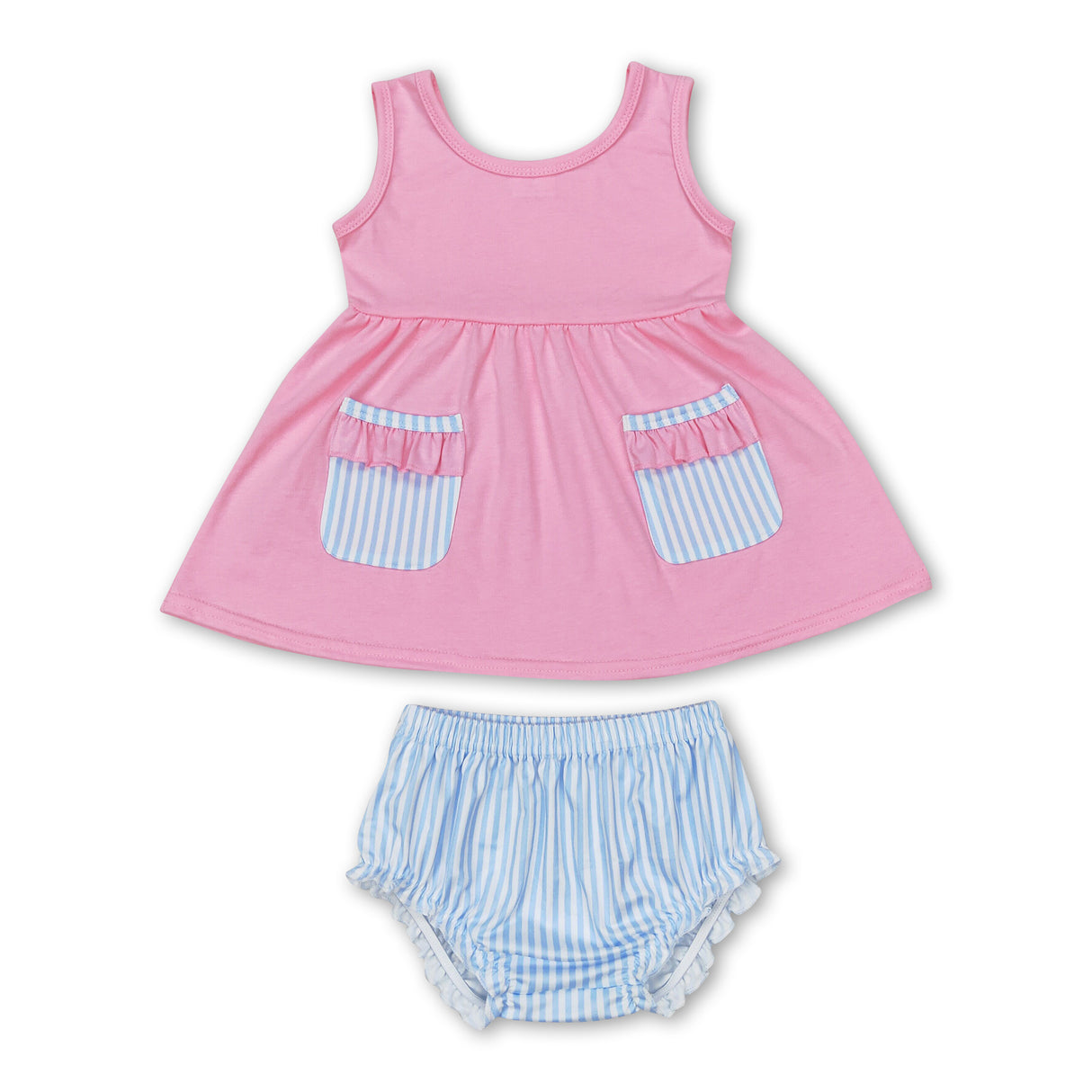 Sleeveless pink pocket tunic bummies baby clothes