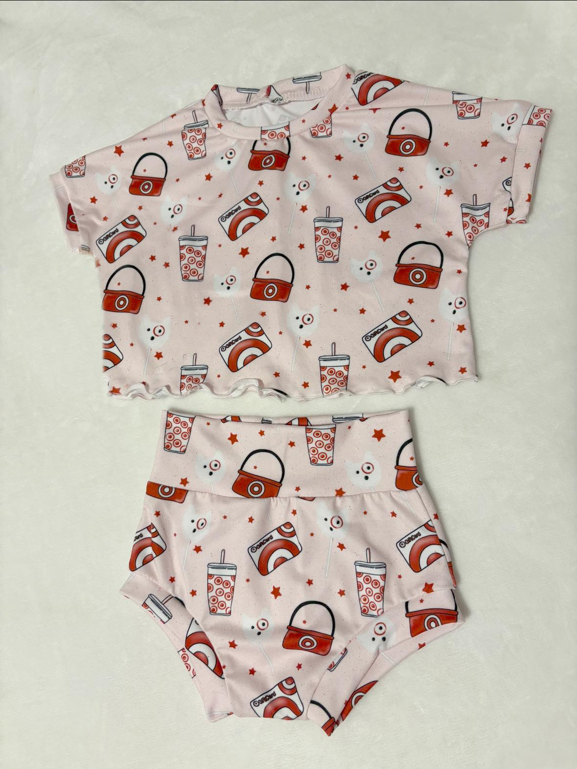 Short sleeves cart circle print top bummies baby clothes