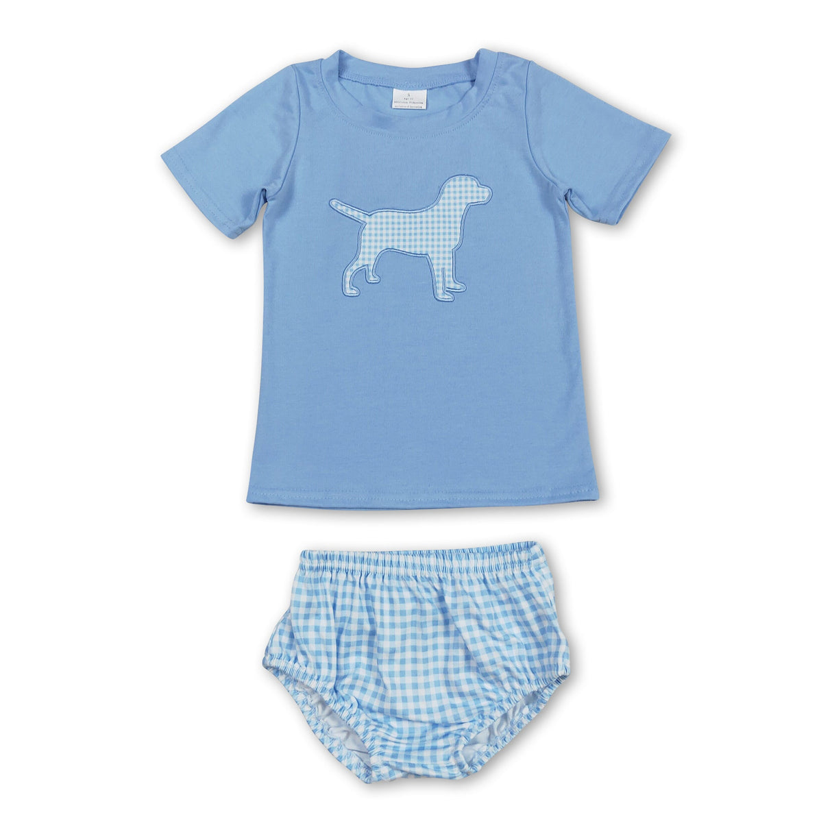 Short sleeves dog top plaid bummies baby boy clothing