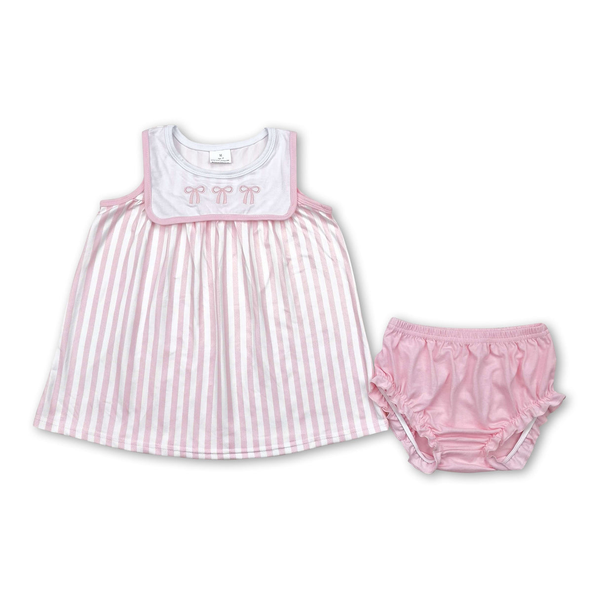 Pink bow stripe sleeveless tunic bummies girls clothes