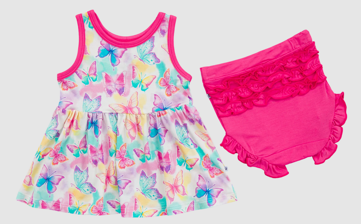 Sleeveless colorful bow tunic bummies girls clothes