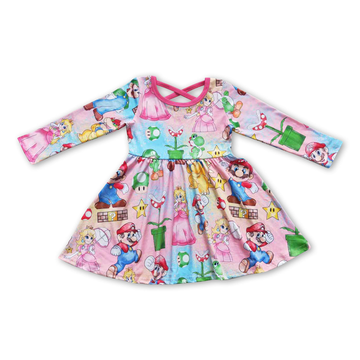 Pink long sleeves princess game girls dresses