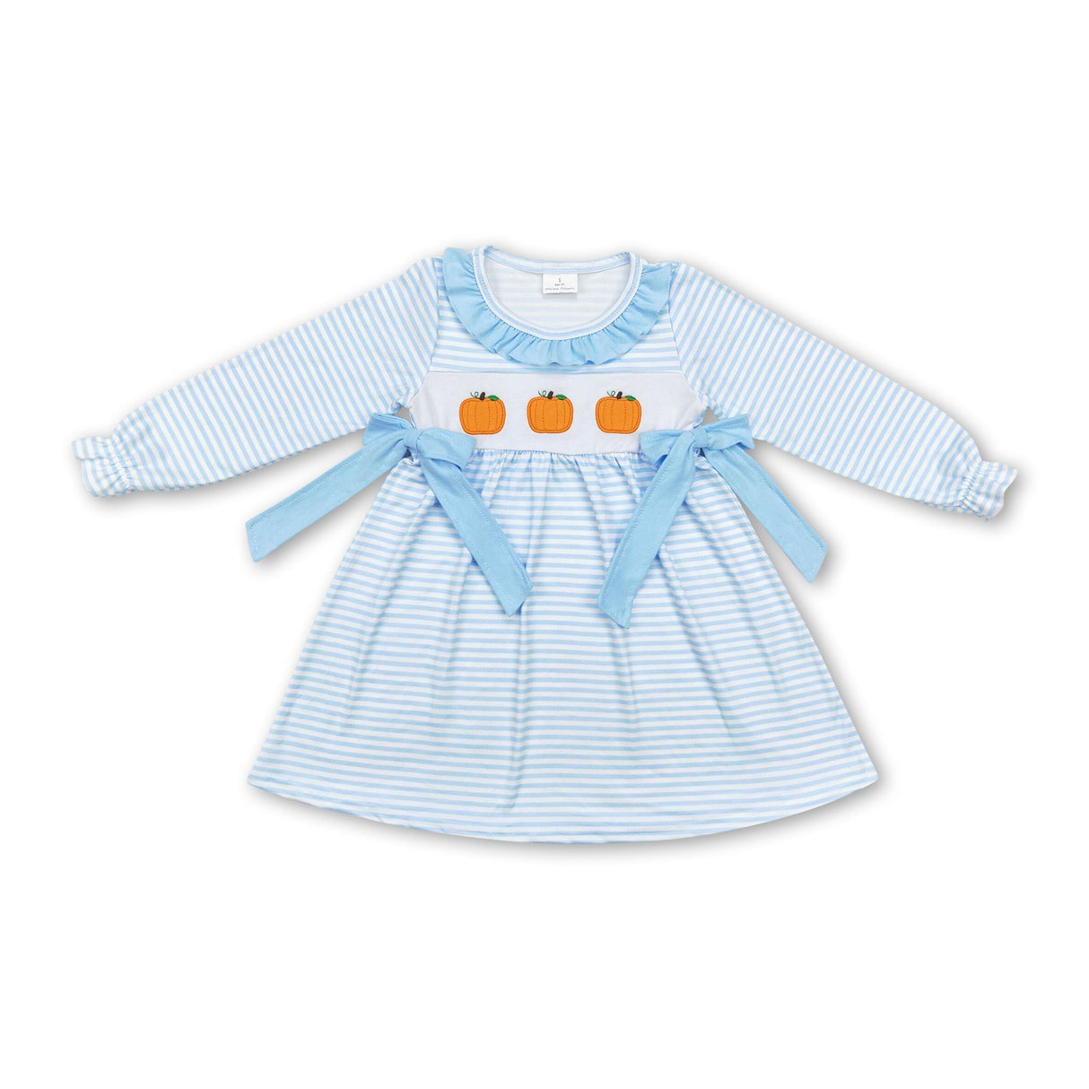 Long sleeves stripe pumpkin kids girls fall dresses