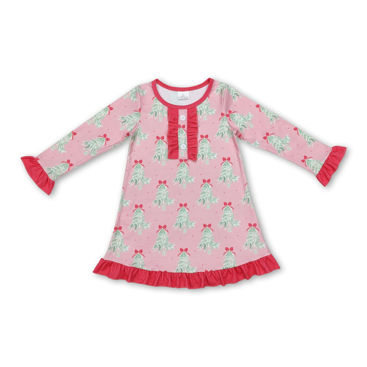 Hot pink ruffle Christmas nightgown kids girls dresses