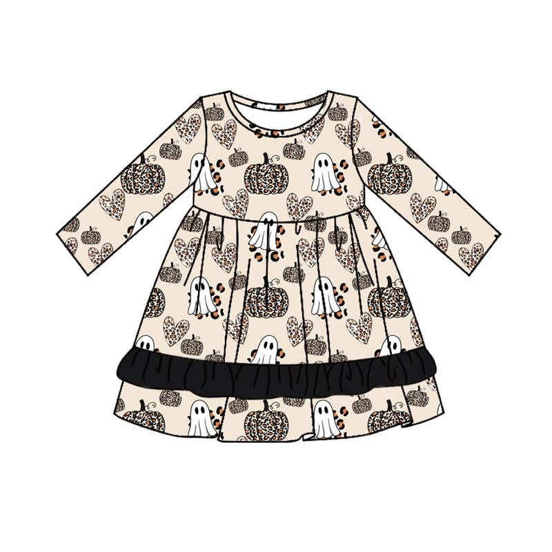 Ghost leopard pumpkin kids girls Halloween dresses