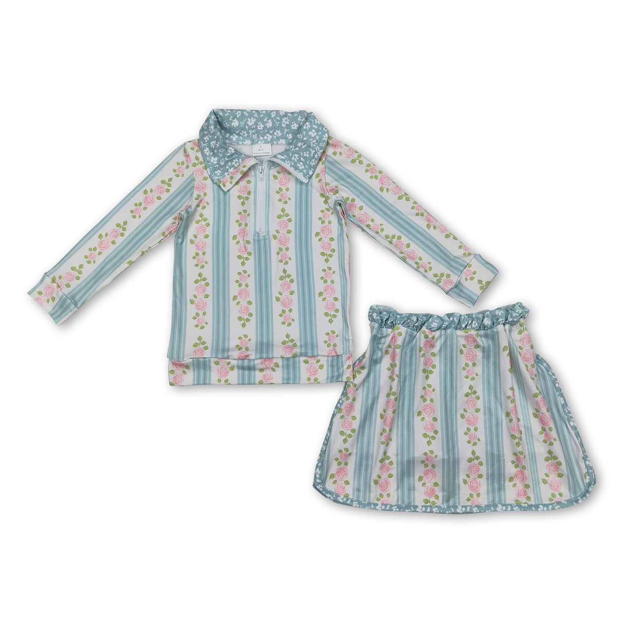 Pink floral stripe pullover skirt kids girls clothing