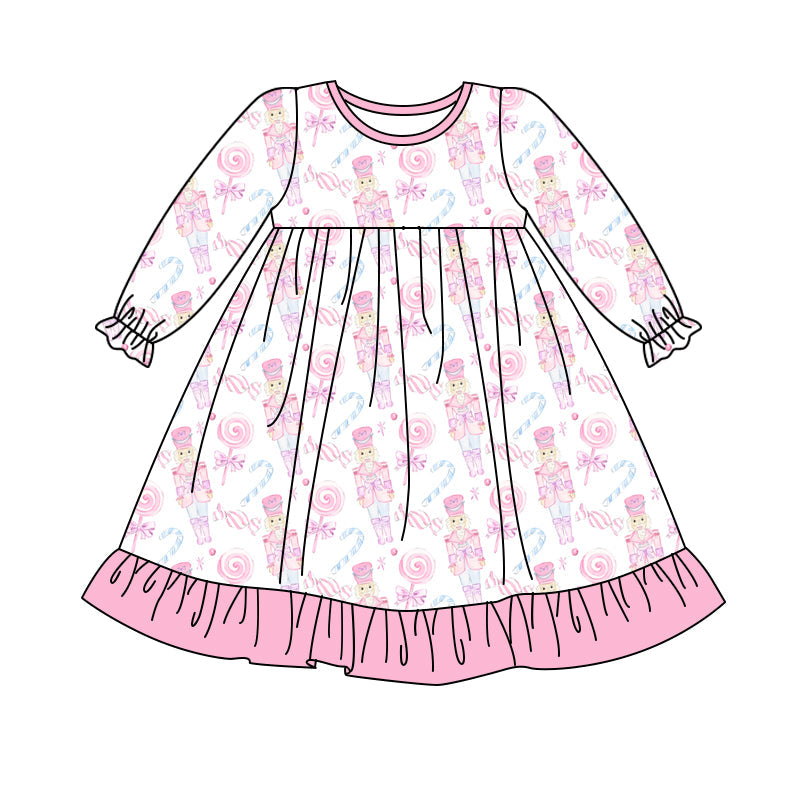 Pink ruffle candy cane ballet girls Christmas dress