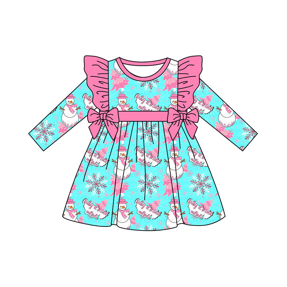 Baby it's cold outside snowman Christmas tree girls dress
