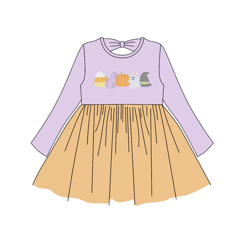 Candy corn ghost pumpkin tulle girls Halloween dress