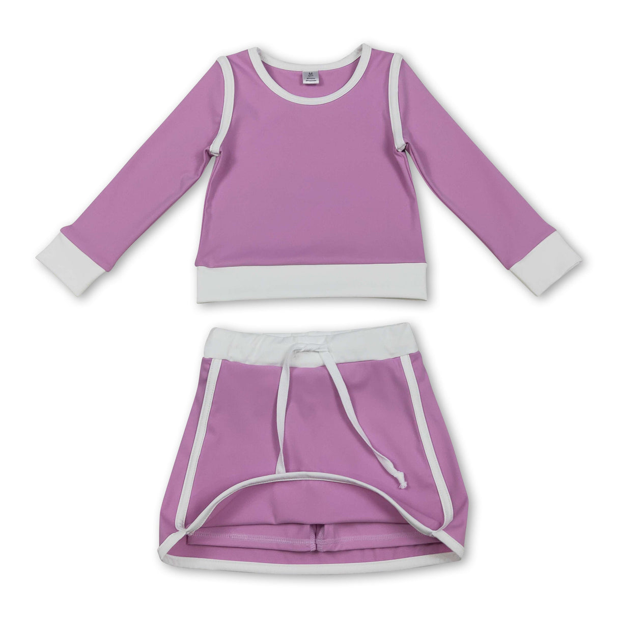 Long sleeves solid top skirt kids girls active outfits