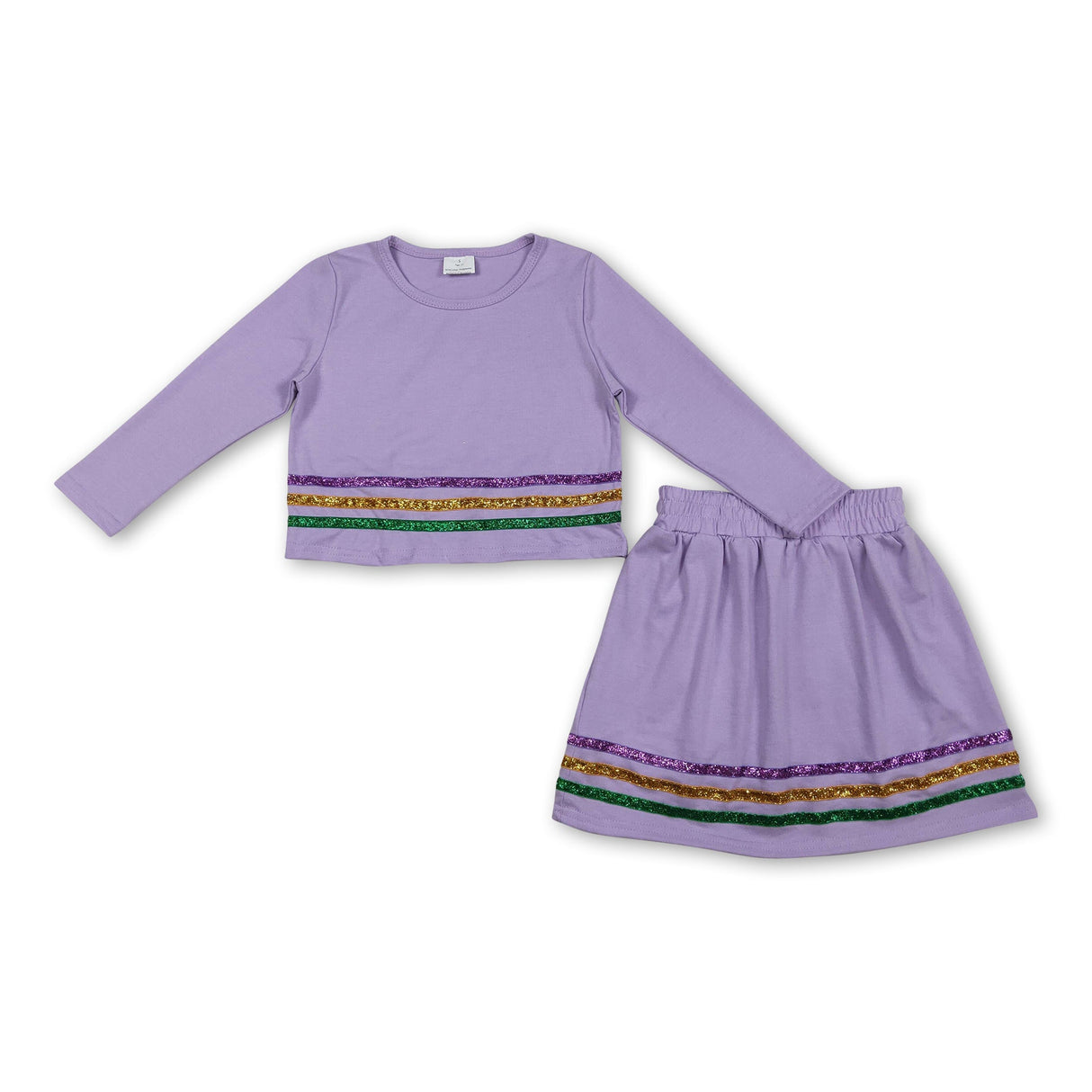 Long sleeves lavender stripe girls Mardi Gras outfits