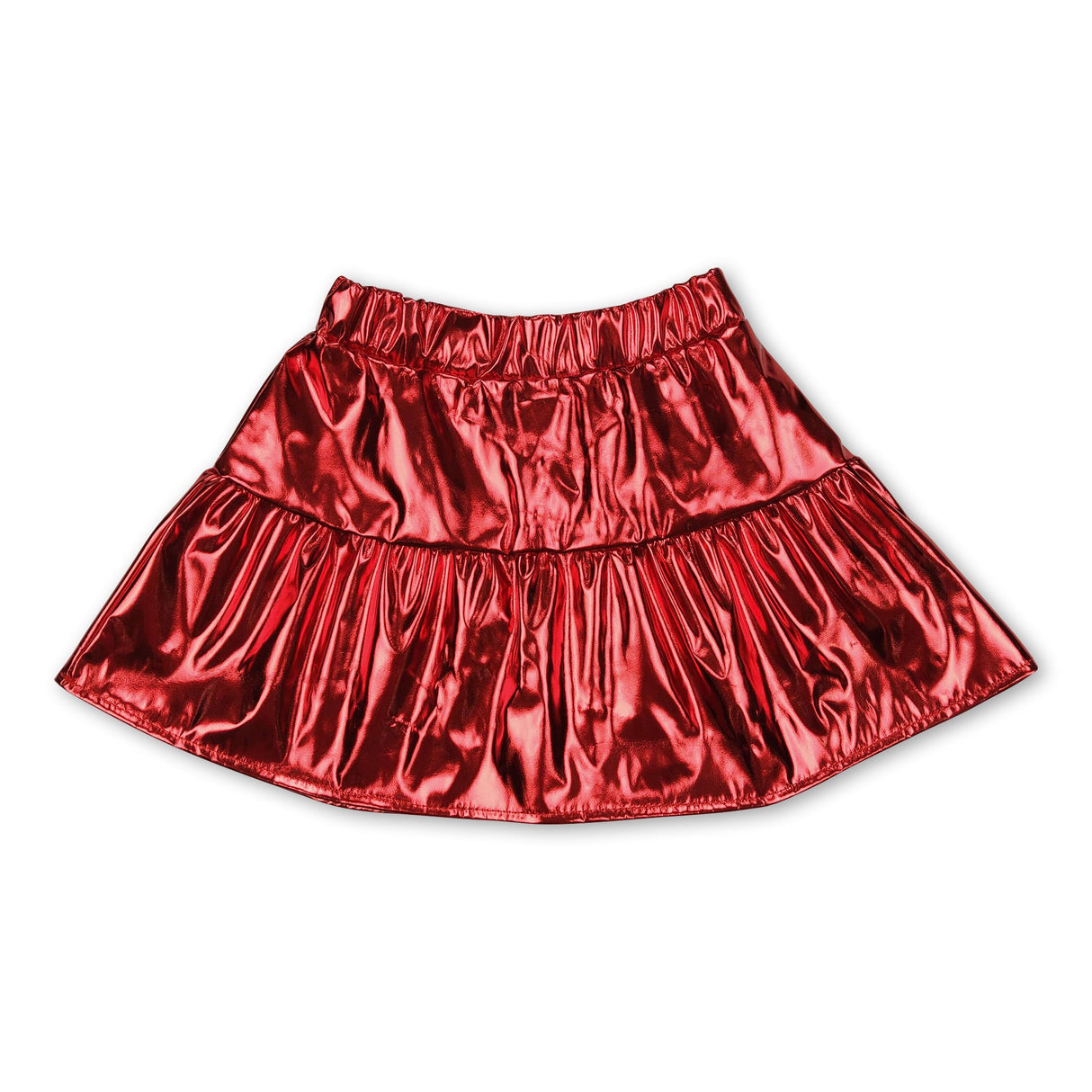 Red color patchwork kids girls summer skirt