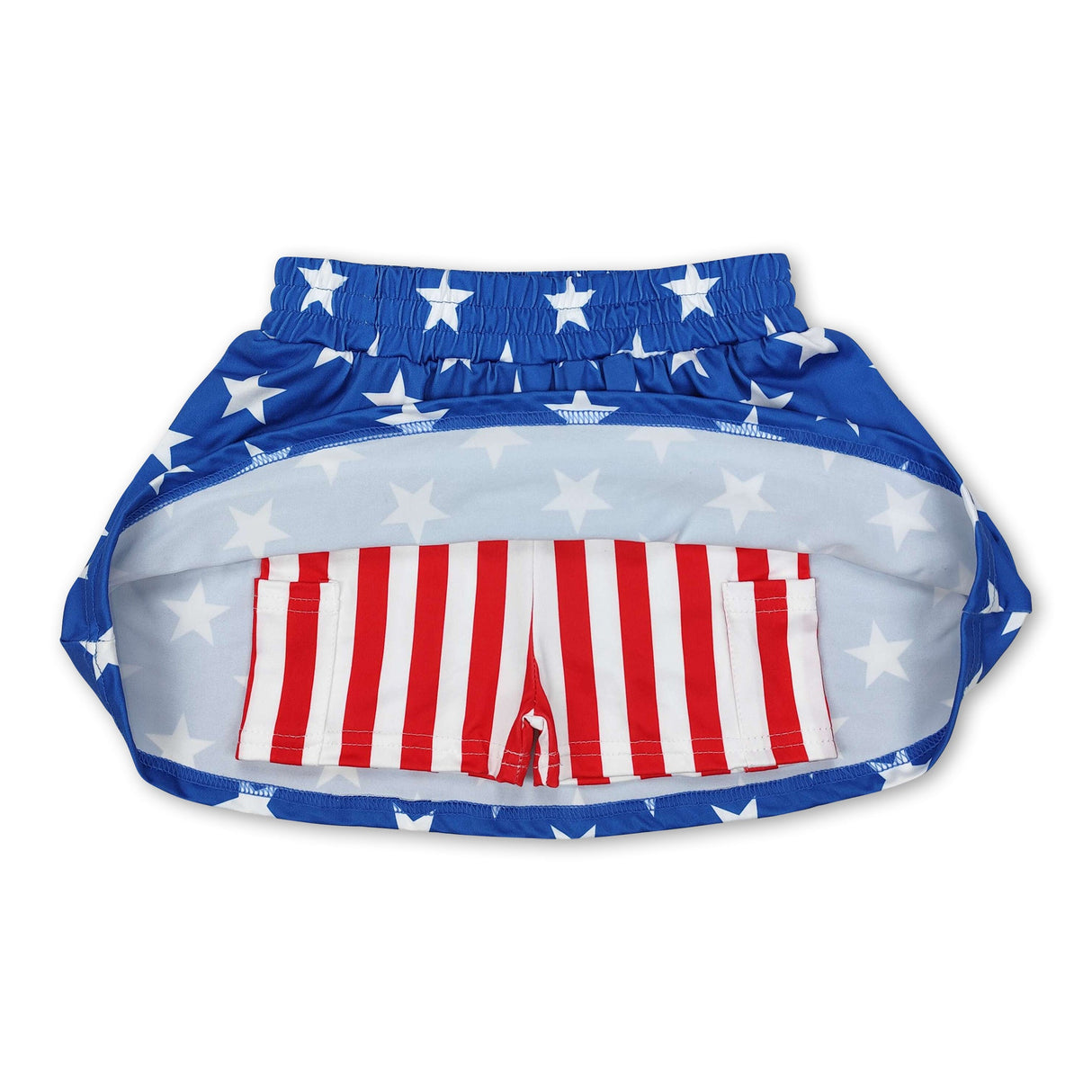 Blue stars red stripe kids girls 4th of july skirt