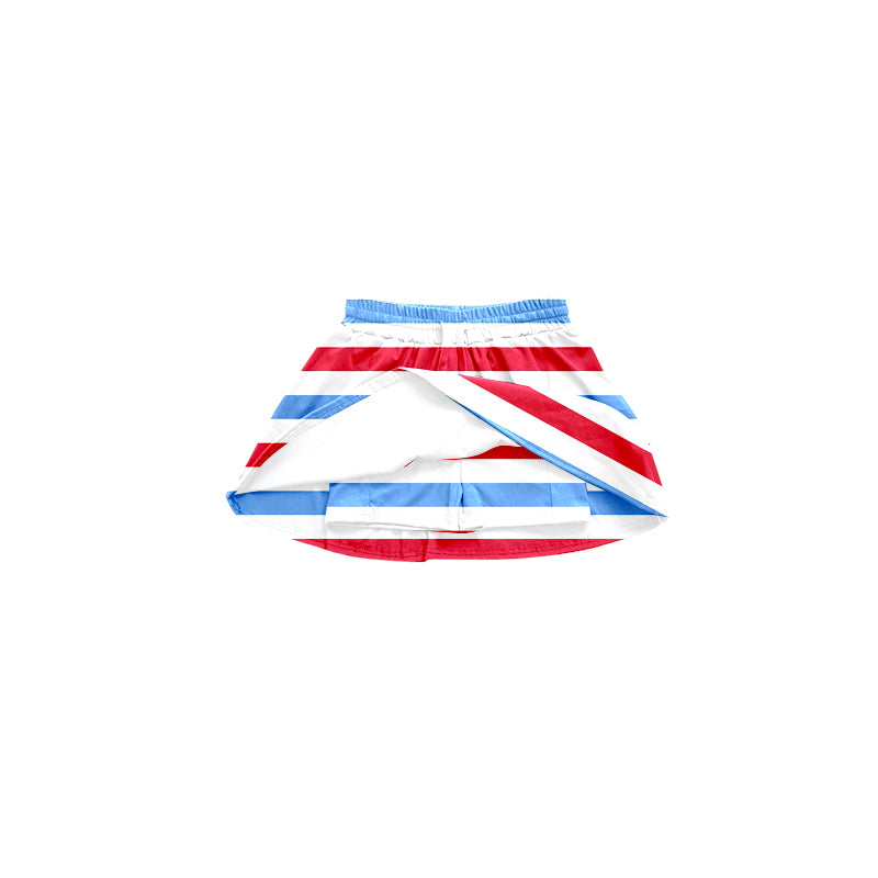 Red blue stripe kids girls 4th of july skirt