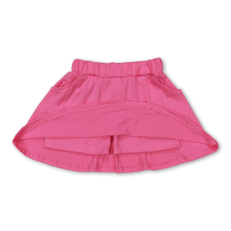 Pink cotton pocket kids girls summer skirt