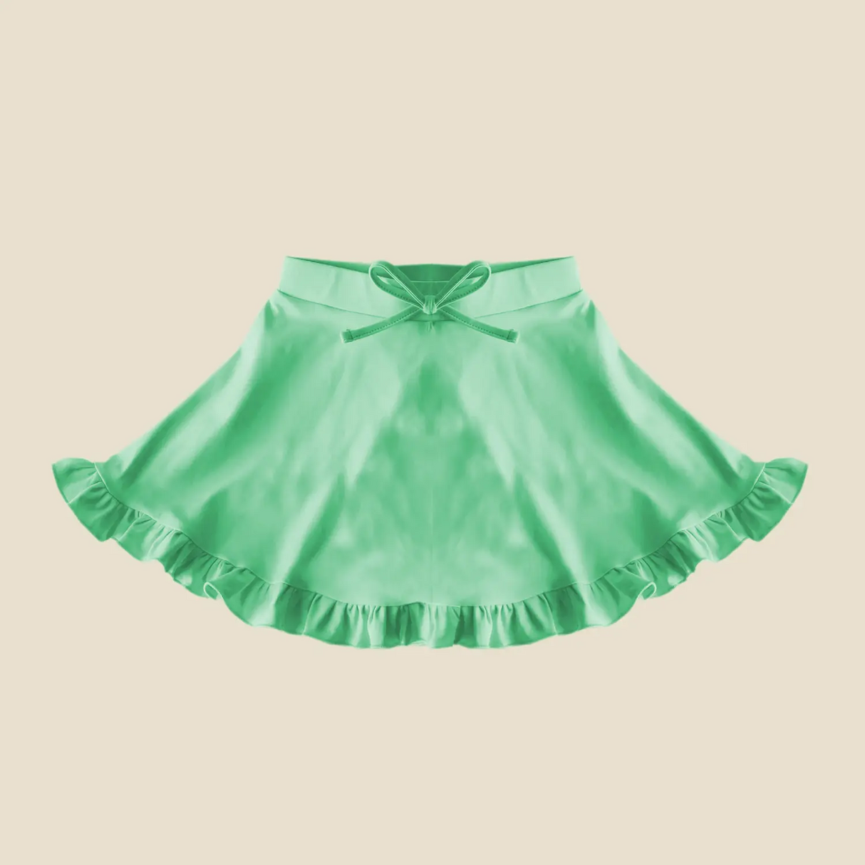 Green ruffle kids girls summer activewear skorts