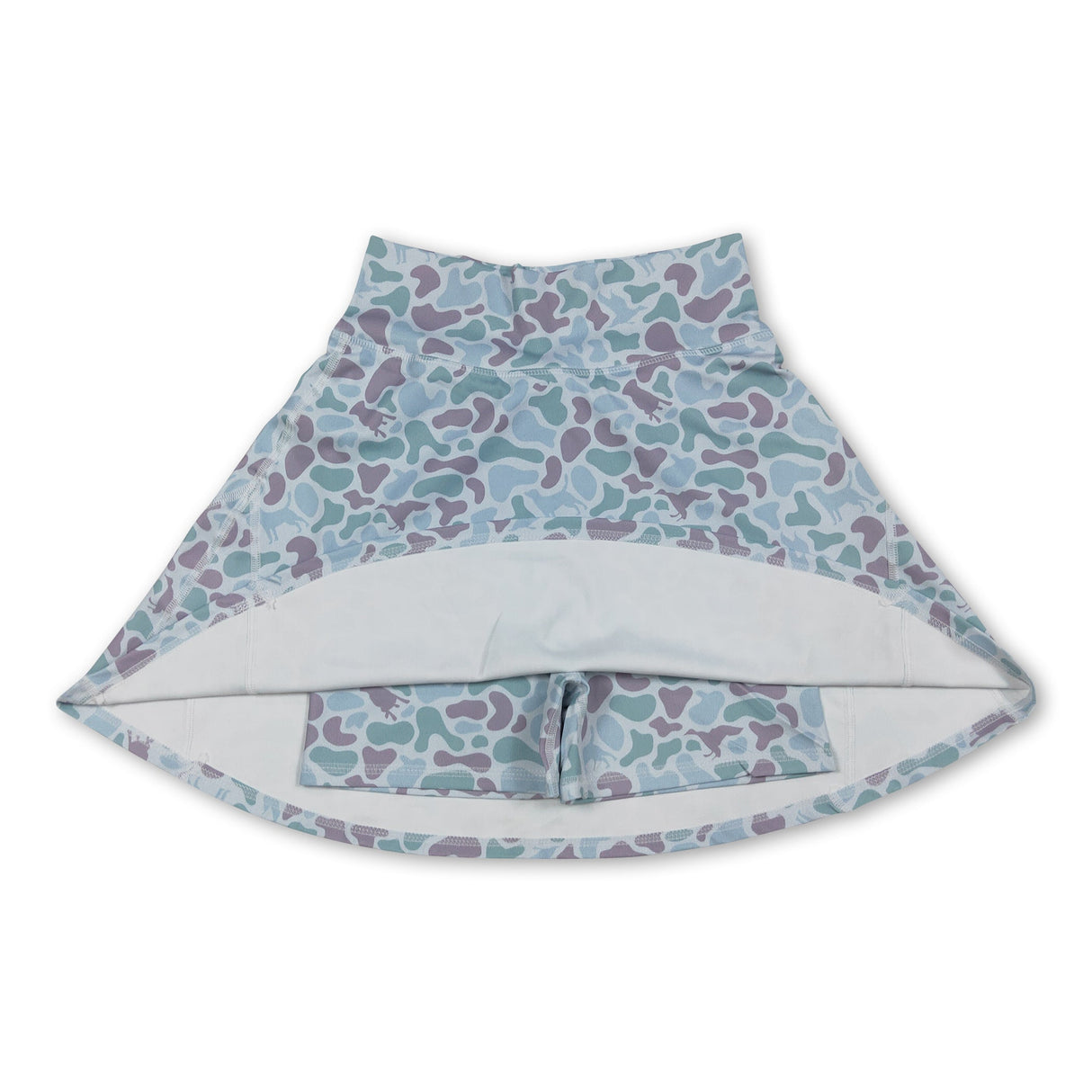 High waist light green duck dog camo adult women activewear skirt