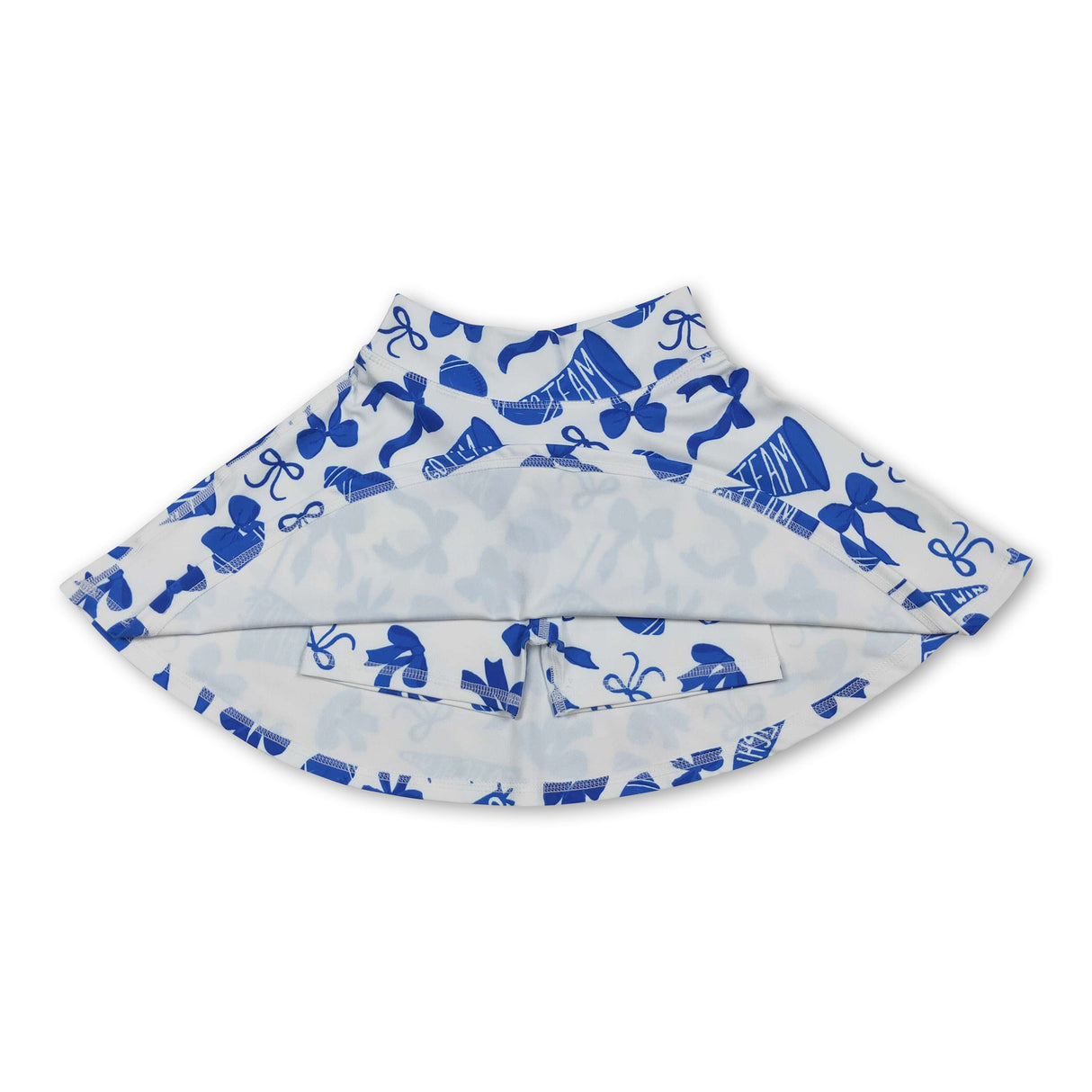 Blue bow football go team kids girls activewear skirt