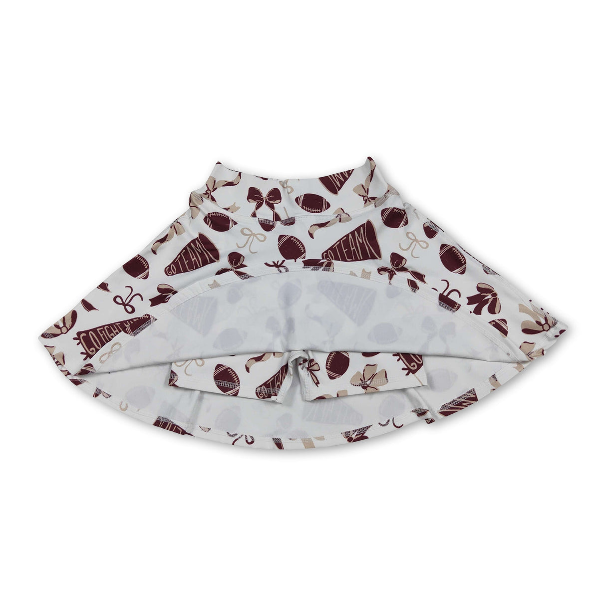 Maroon bow football go team kids girls activewear skirt