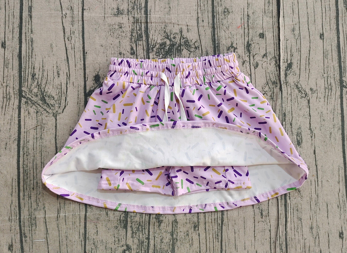 Purple green yellow ice cream sprinkle girls Mardi Gras skirt