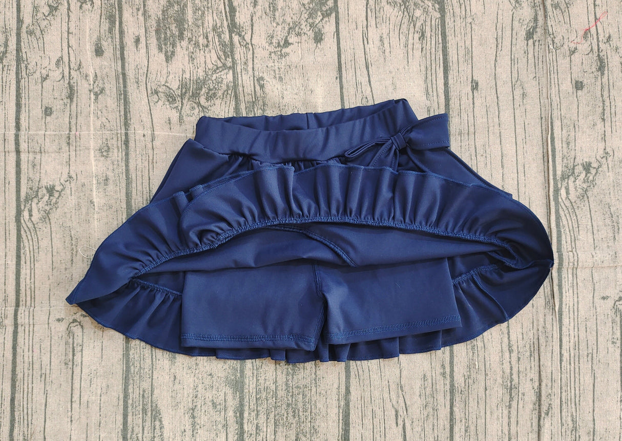 Navy bow ruffle kids girls summer active yoga skirt