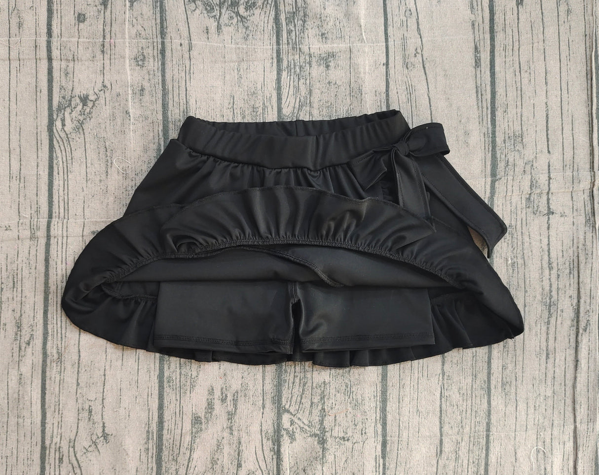 Black bow ruffle kids girls summer active yoga skirt