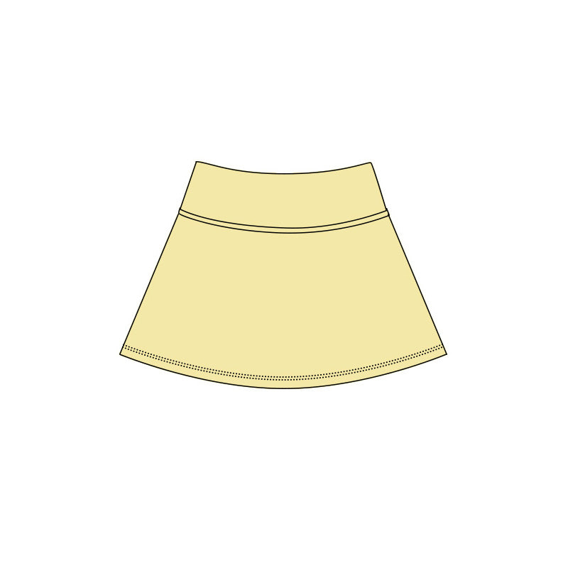 Yellow high waist kids girls active yoga skirt
