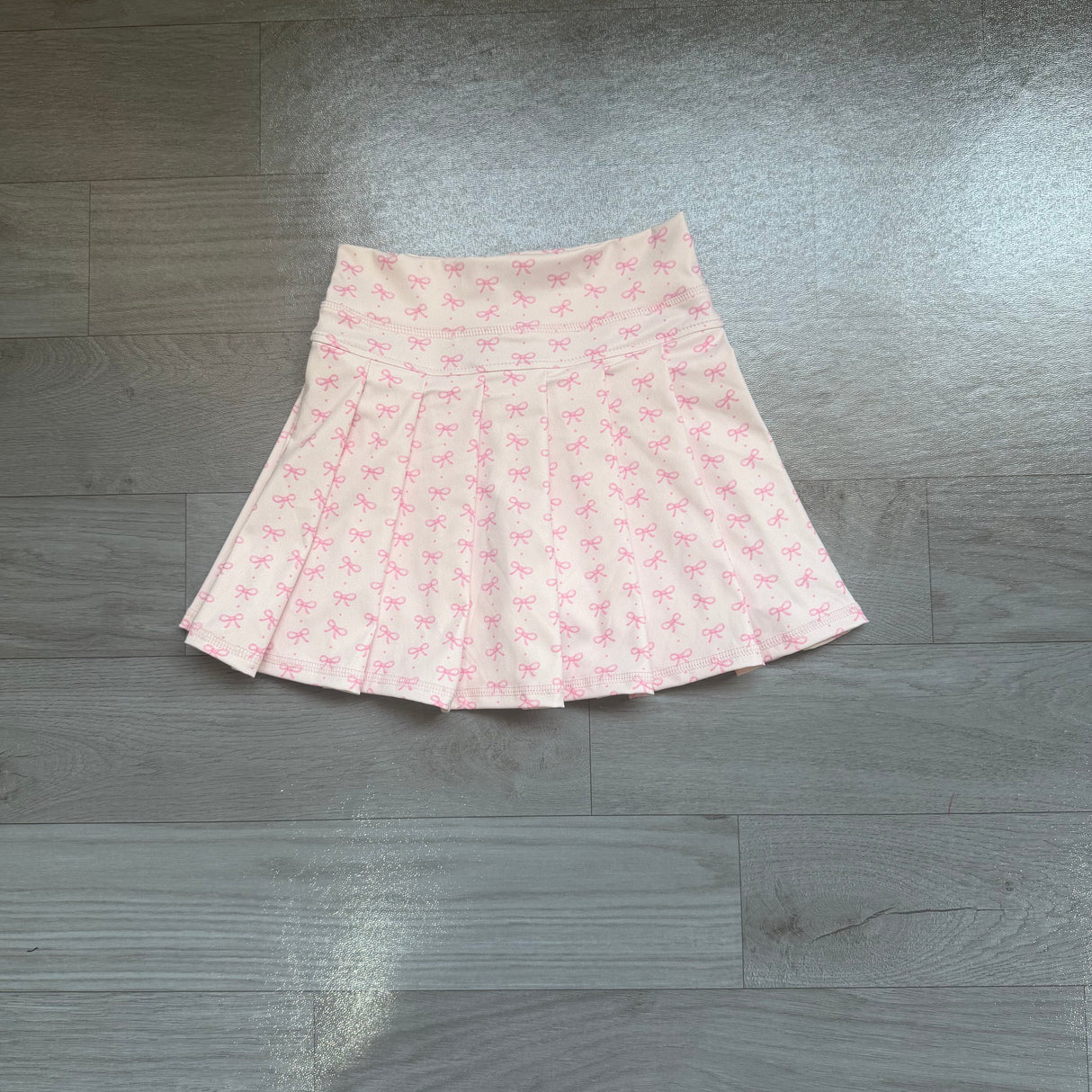 Pink bow kids girls summer active pleated skirt