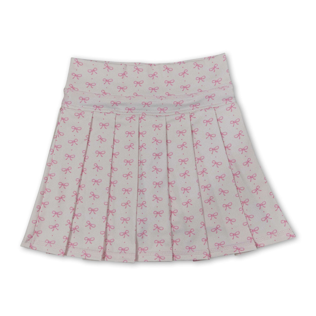 Pink bow kids girls summer active pleated skirt