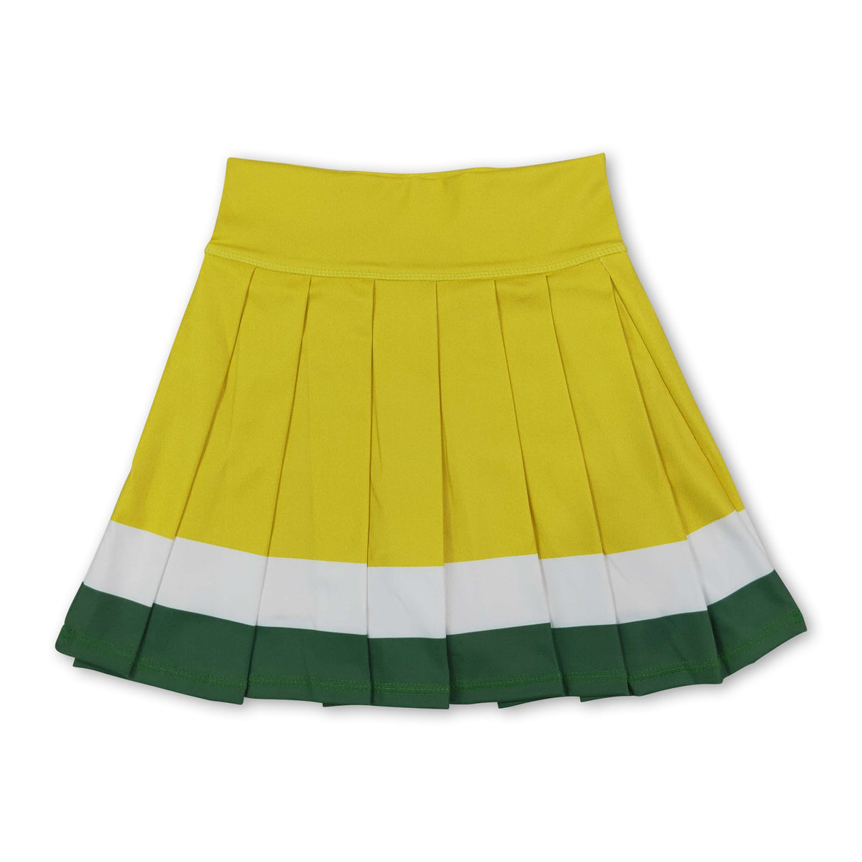 Yellow white green kids girls team active pleated skirt