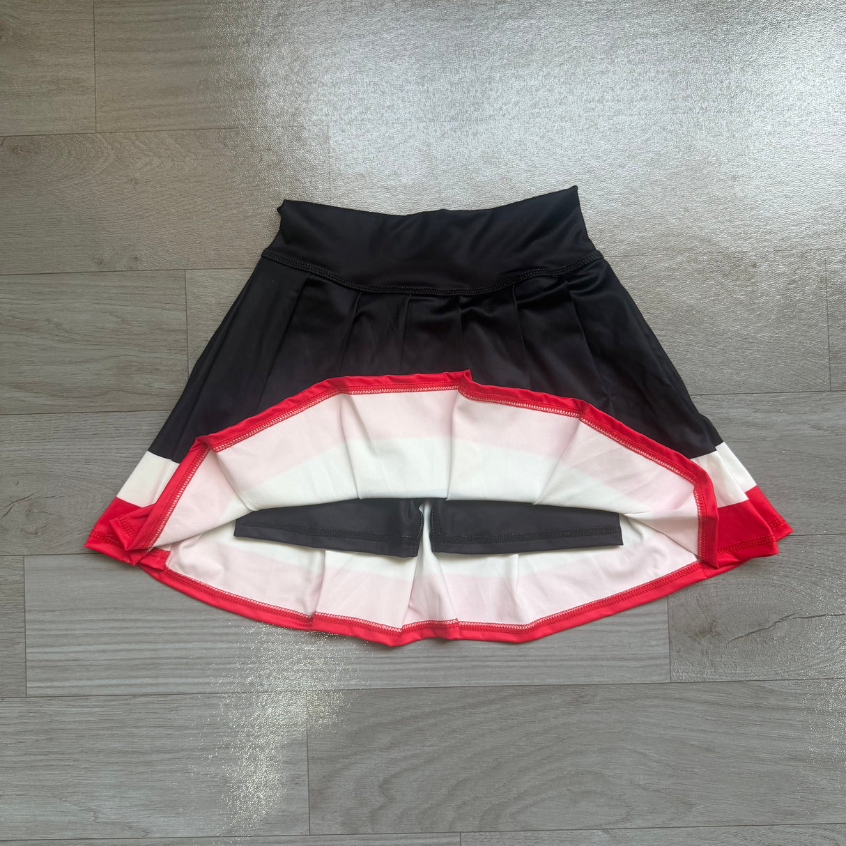 Black white red kids girls team active pleated skirt