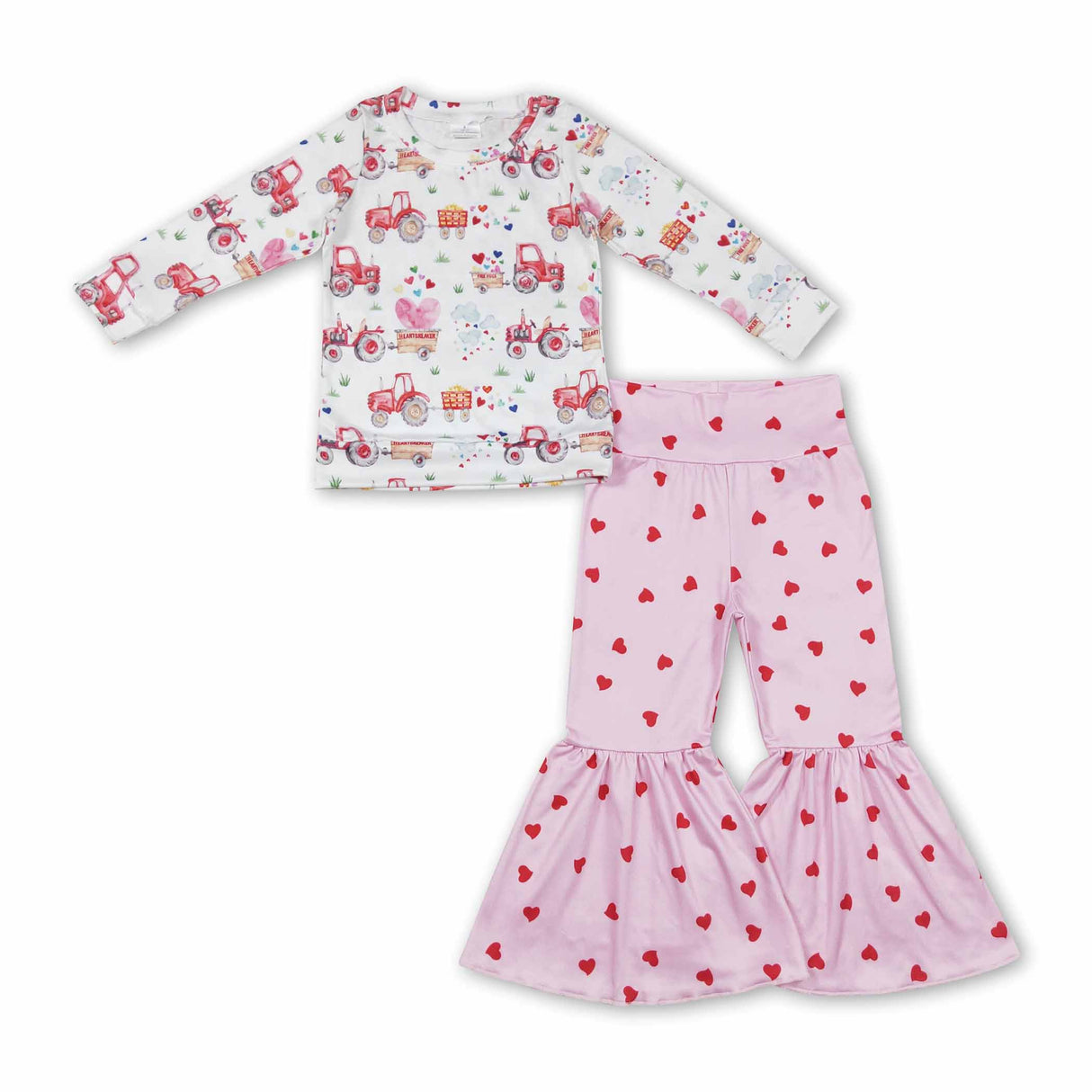 Heartbreaker tractor top pants girls farm valentines set