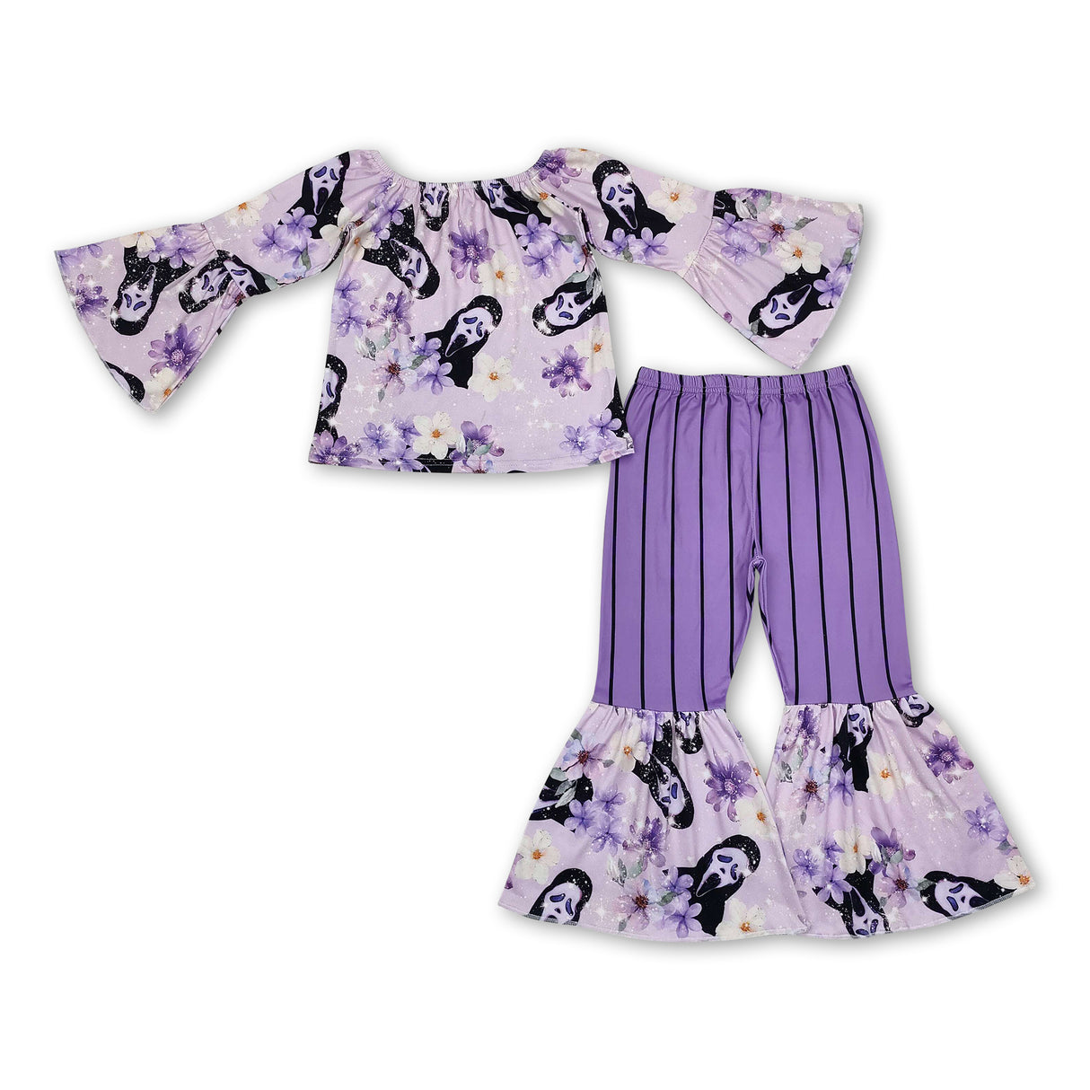 Long sleeves scream top purple pants girls Halloween clothes