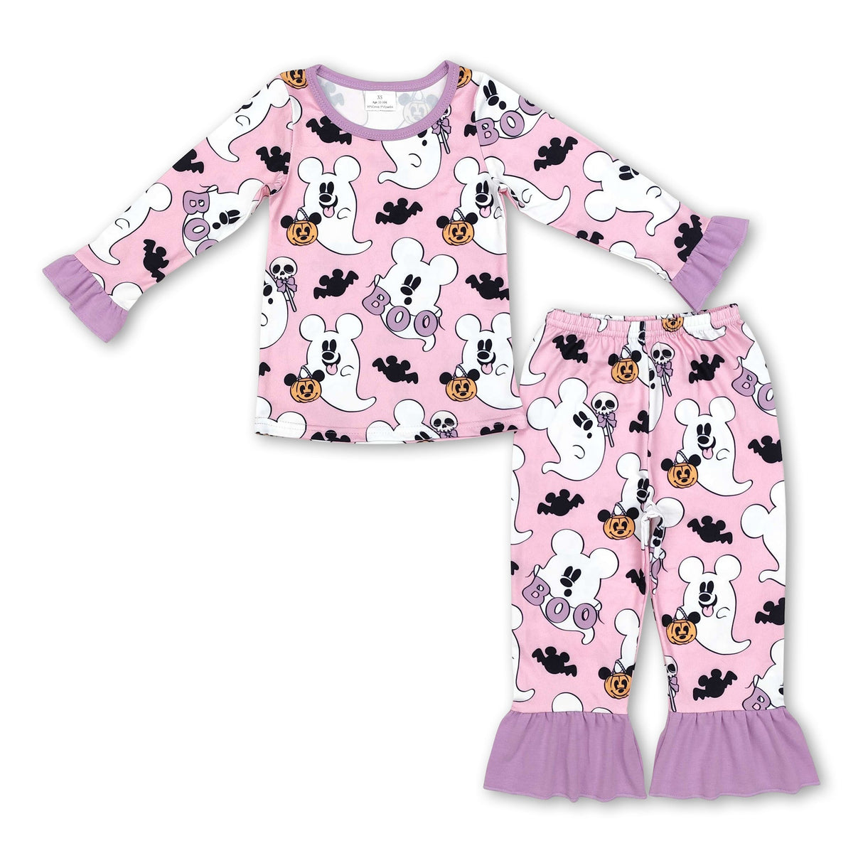 Pink ghost pumpkin bat baby girls Halloween pajamas