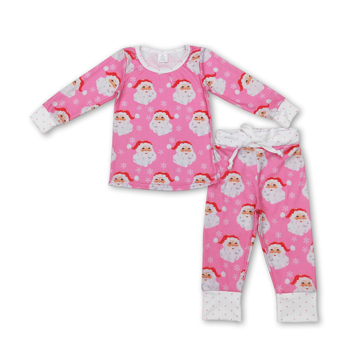 Pink santa snowflake kids Christmas bamboo pajamas