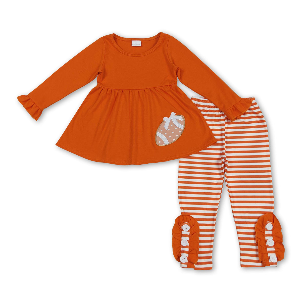 Orange long sleeves football tunic stripe leggings girls clothes