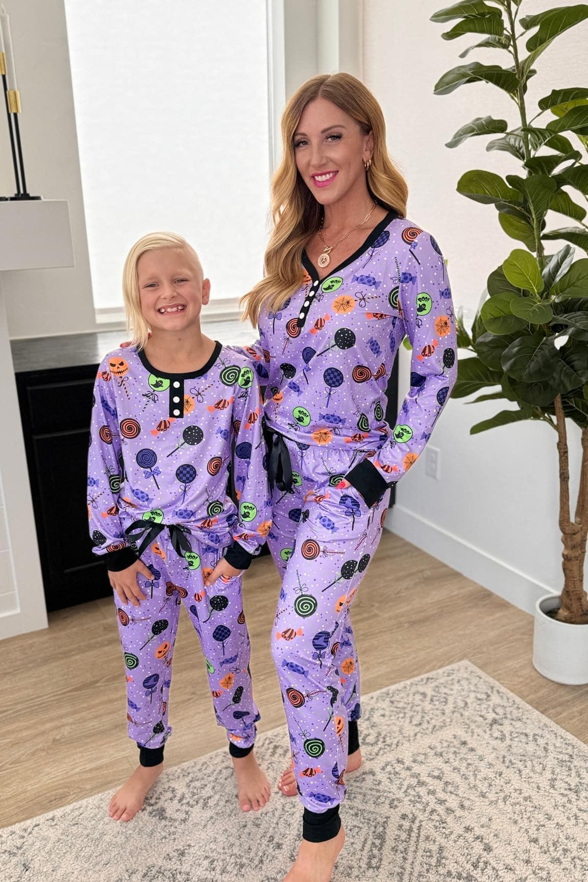 Purple lollipop candy adult women Halloween pajamas