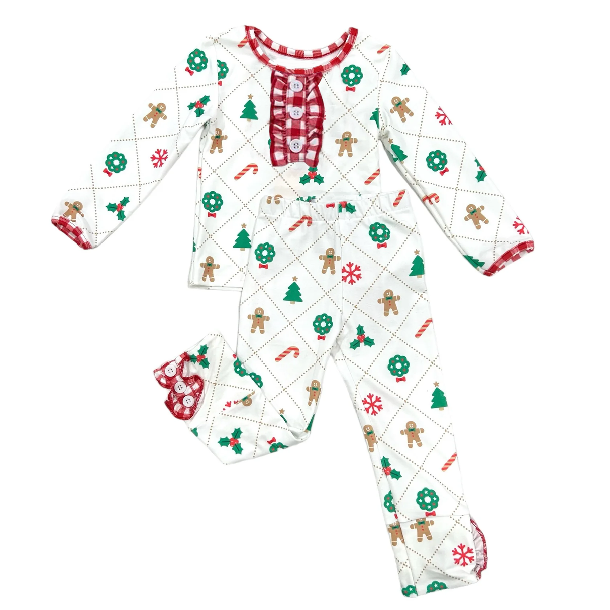 Christmas tree gingerbread candy cane kids girls pajamas