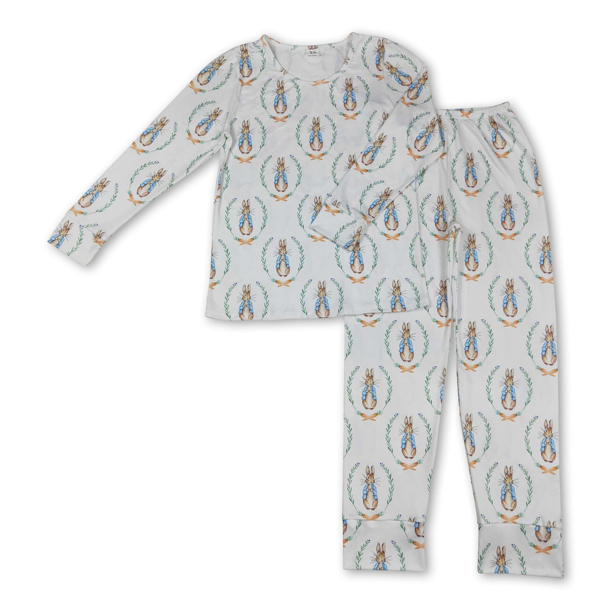 Long sleeves rabbit carrot adult women Easter pajamas