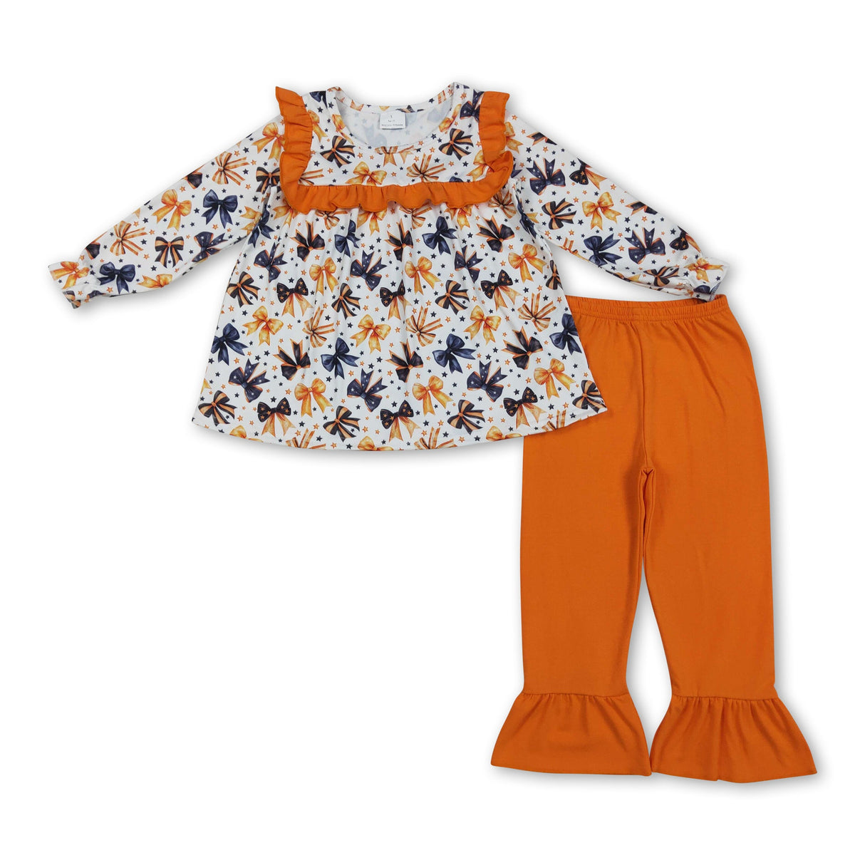 Orange black bows tunic ruffle pants girls Halloween clothes
