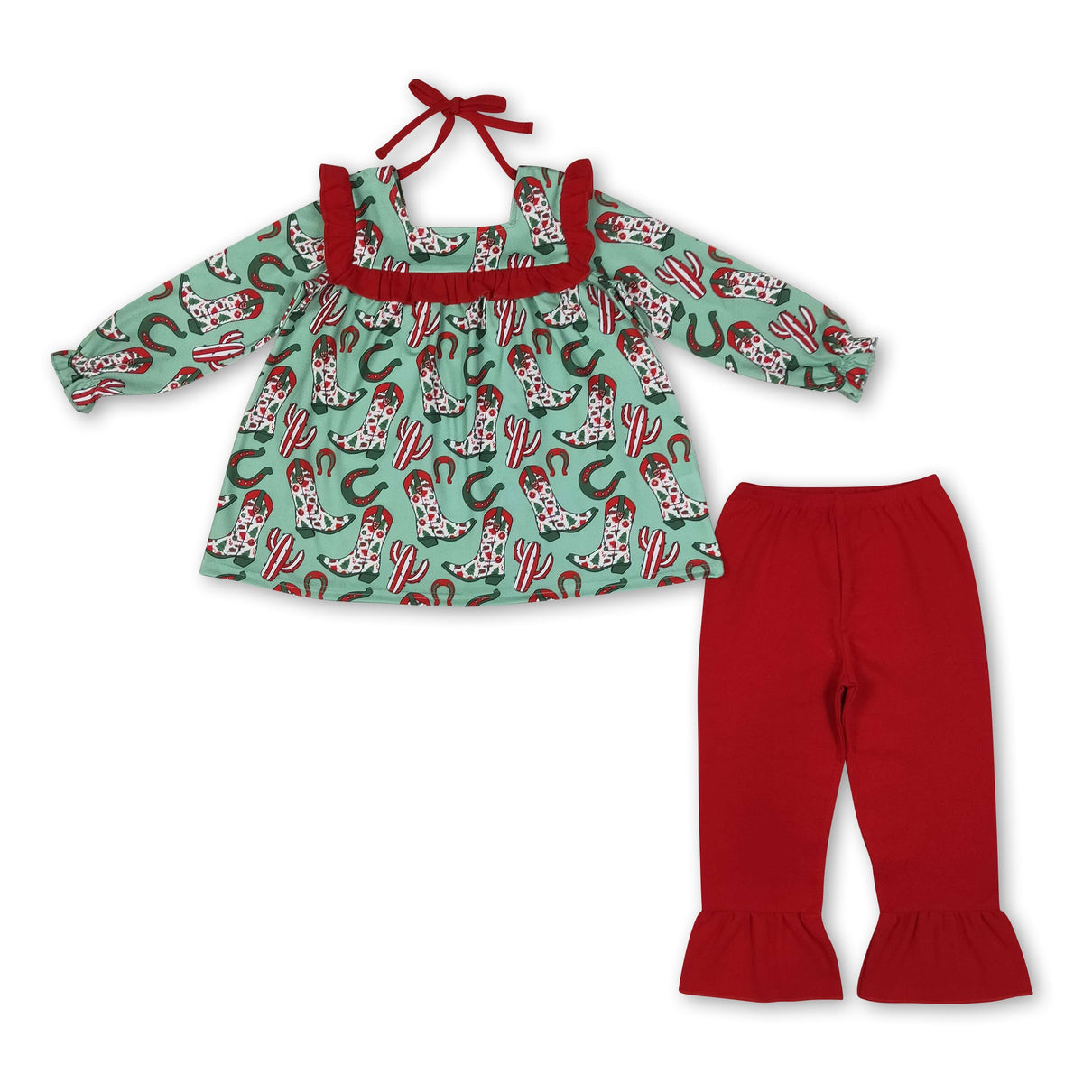 Christmas boots cactus tunic pants western girls clothes