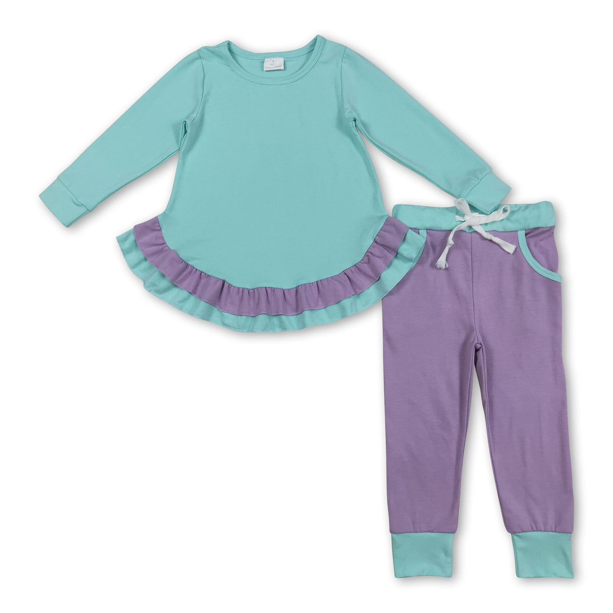 Long sleeves ruffle top lavender pants kids girls clothing