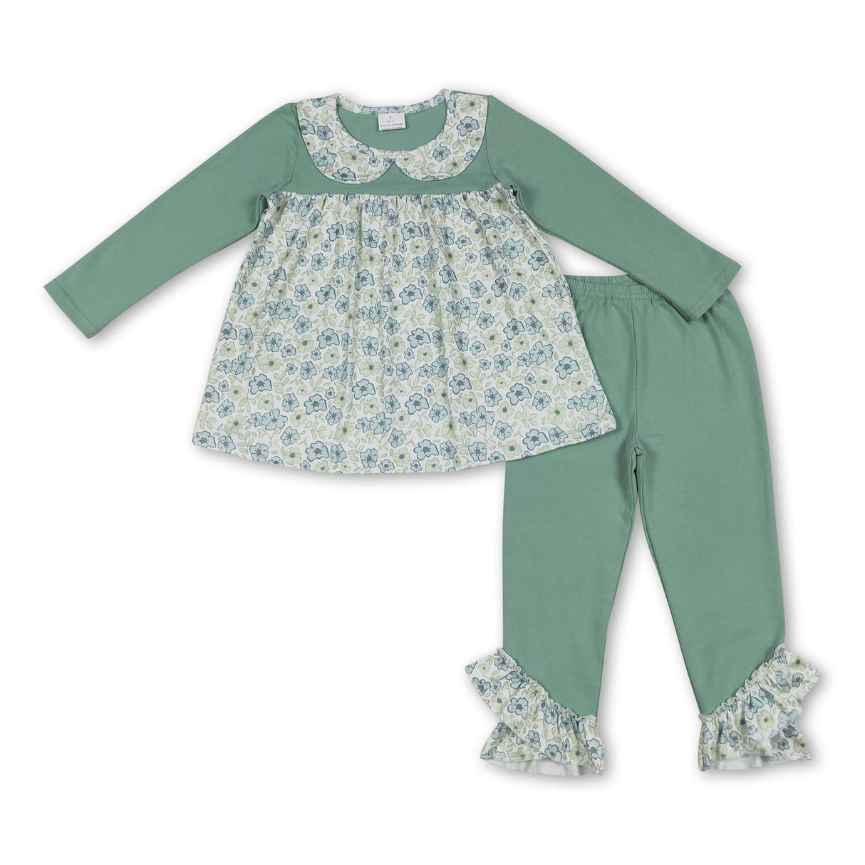 Long sleeves floral tunic leggings kids girls clothes