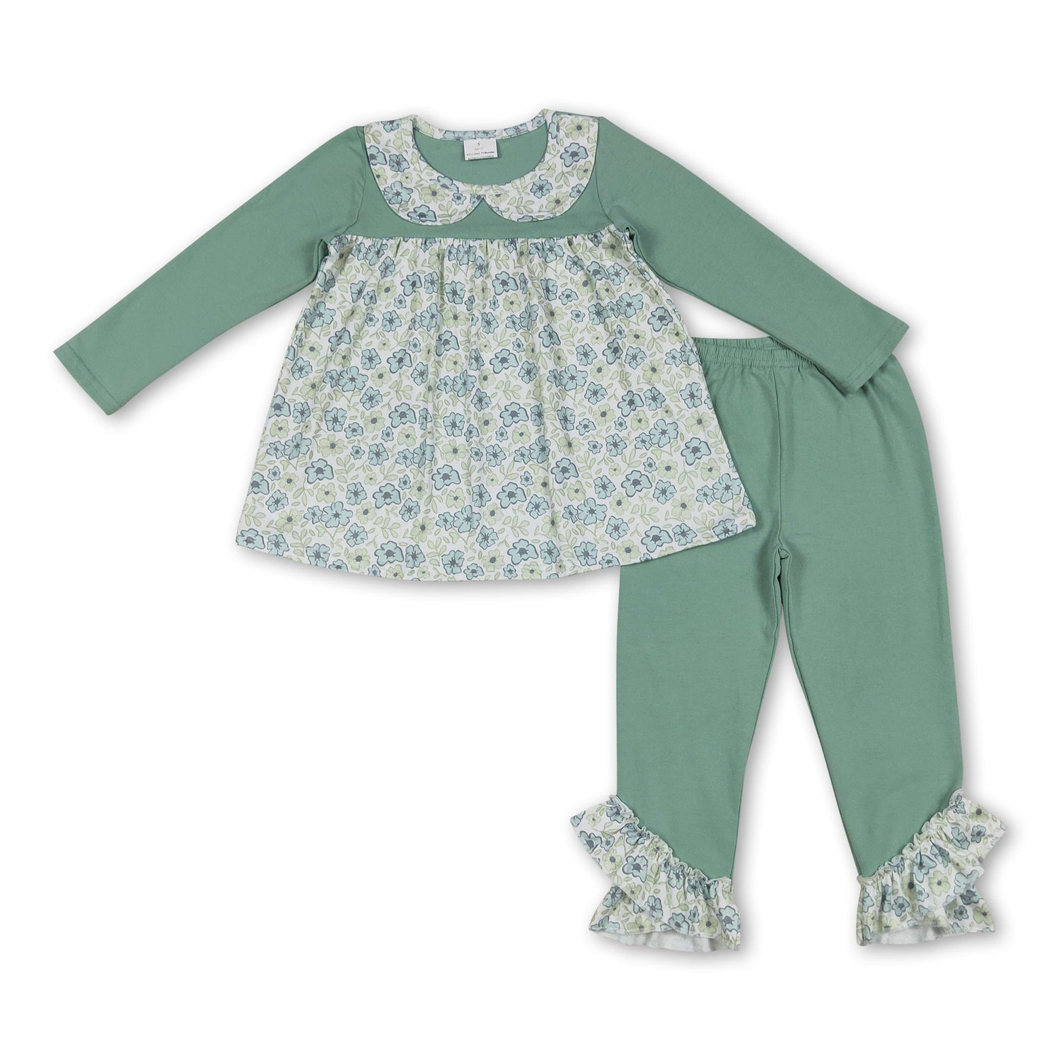 Long sleeves floral tunic leggings kids girls clothes