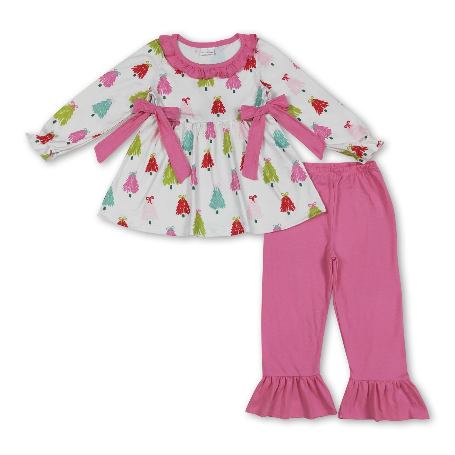 Colorful Christmas tree tunic pants toddler girls clothes