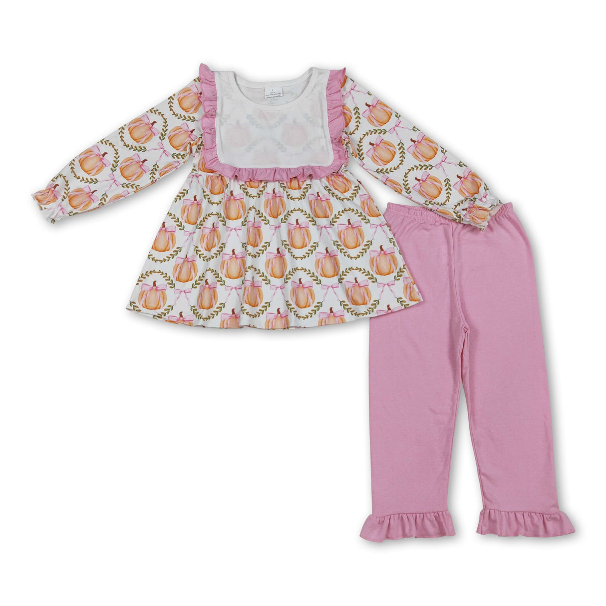 Pink ruffle bow pumpkin tunic ruffle pants girls fall clothes