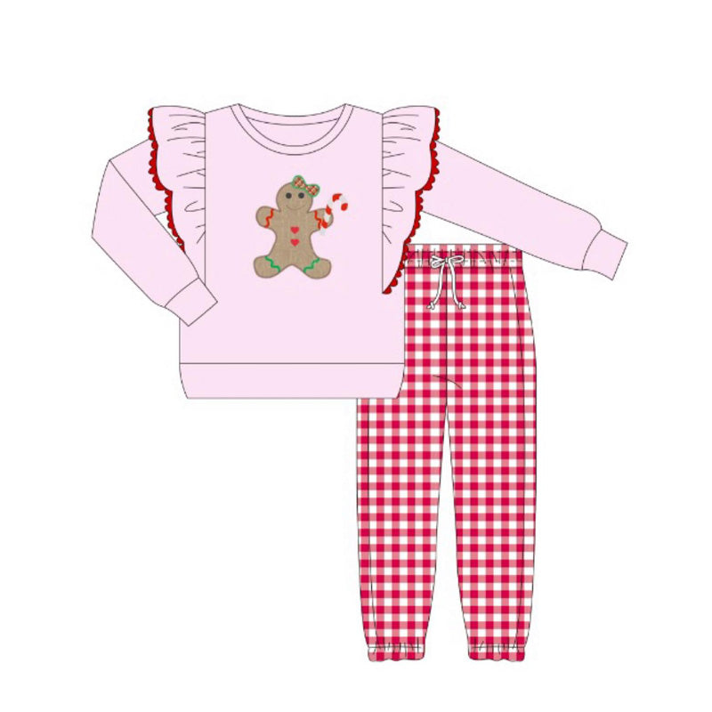 Pink gingerbread candy cane top pants girls Christmas clothes
