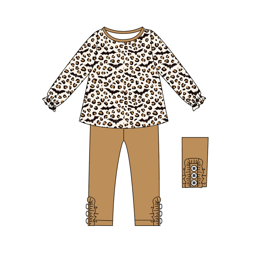 Long sleeves leopard bat tunic leggings girls Halloween clothes